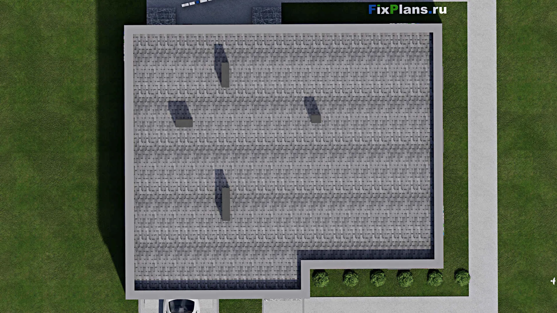 F-9008 - Проект одноэтажного дома 14 на 17, площадью 170 м² с баней, гаражом на 1 машину и 2 спальнями