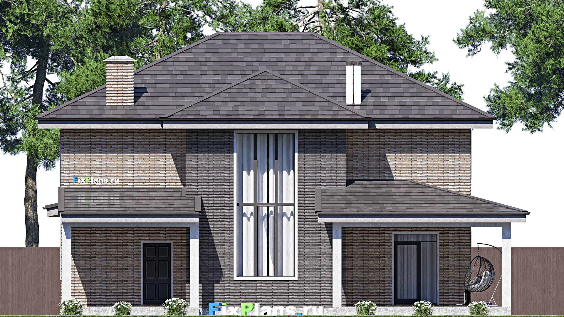 F-19628 - Проект двухэтажного дома 16 на 20, площадью 270 м² с террасой и 3 спальнями