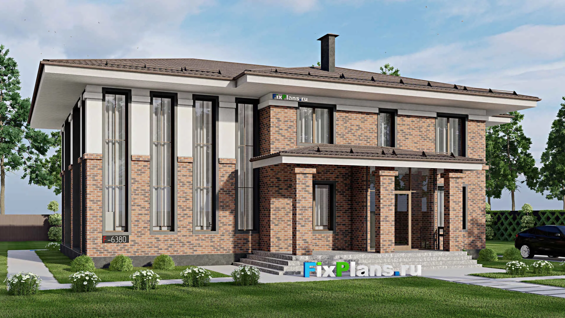 F-6380 - Проект двухэтажного дома 17 на 21, площадью 310 м² с 4 спальнями