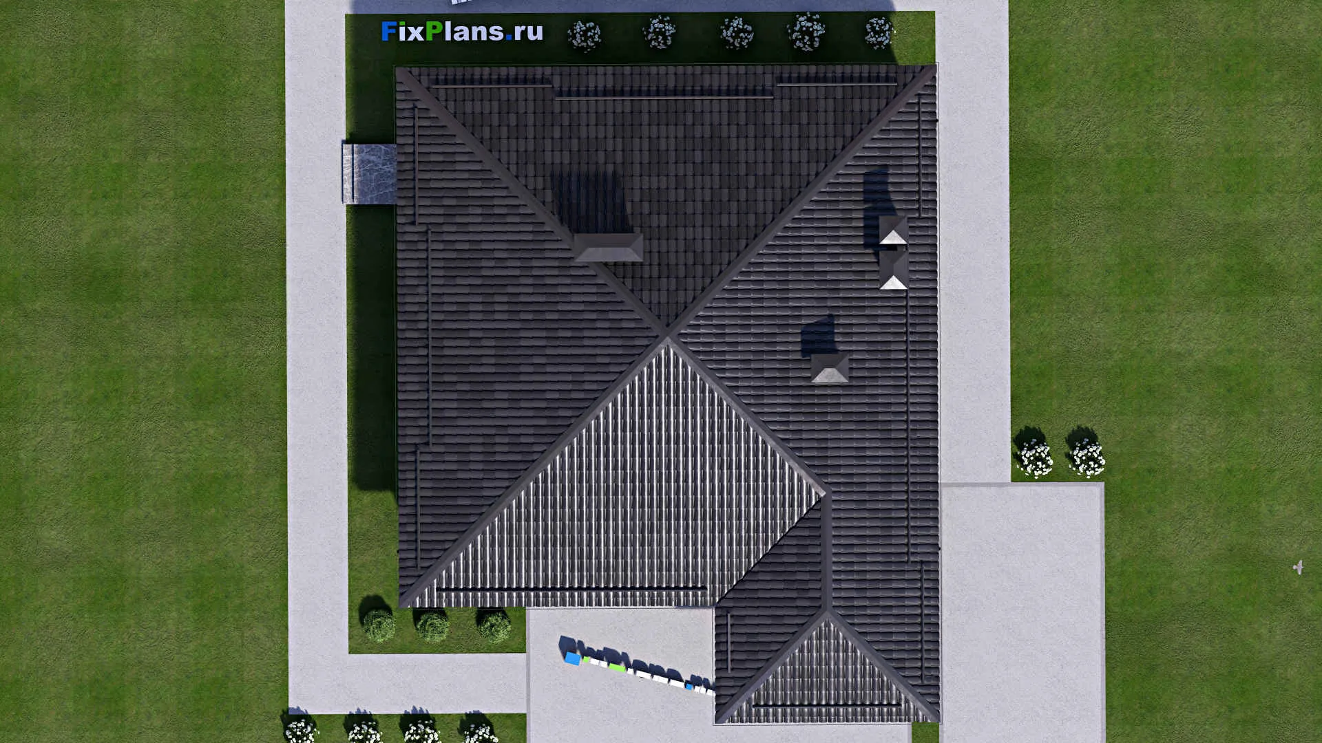 F-15758 - Проект бани 14 на 15, площадью 130 м² с комнатой отдыха, терассой и санузлом