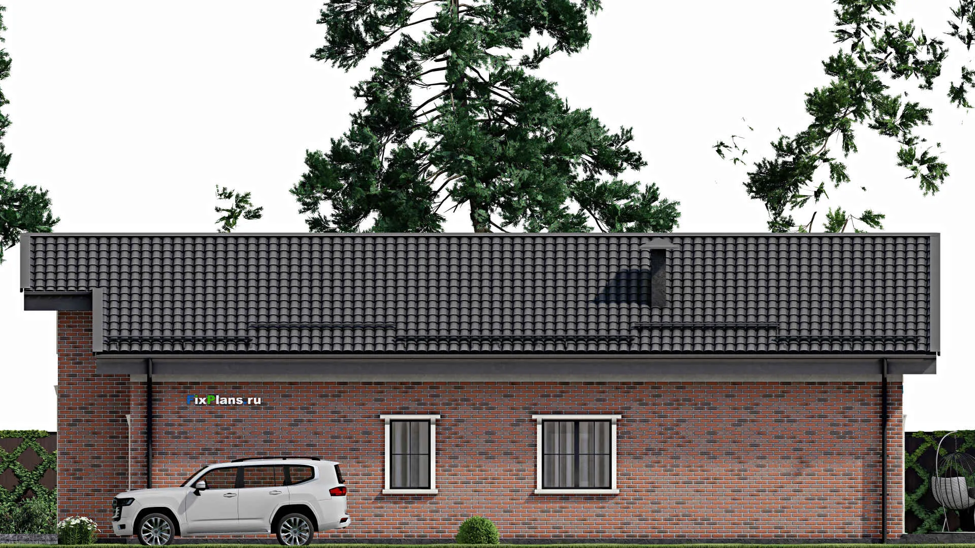 F-2816 - Проект одноэтажного дома 9 на 18, площадью 140 м² с террасой и 3 спальнями