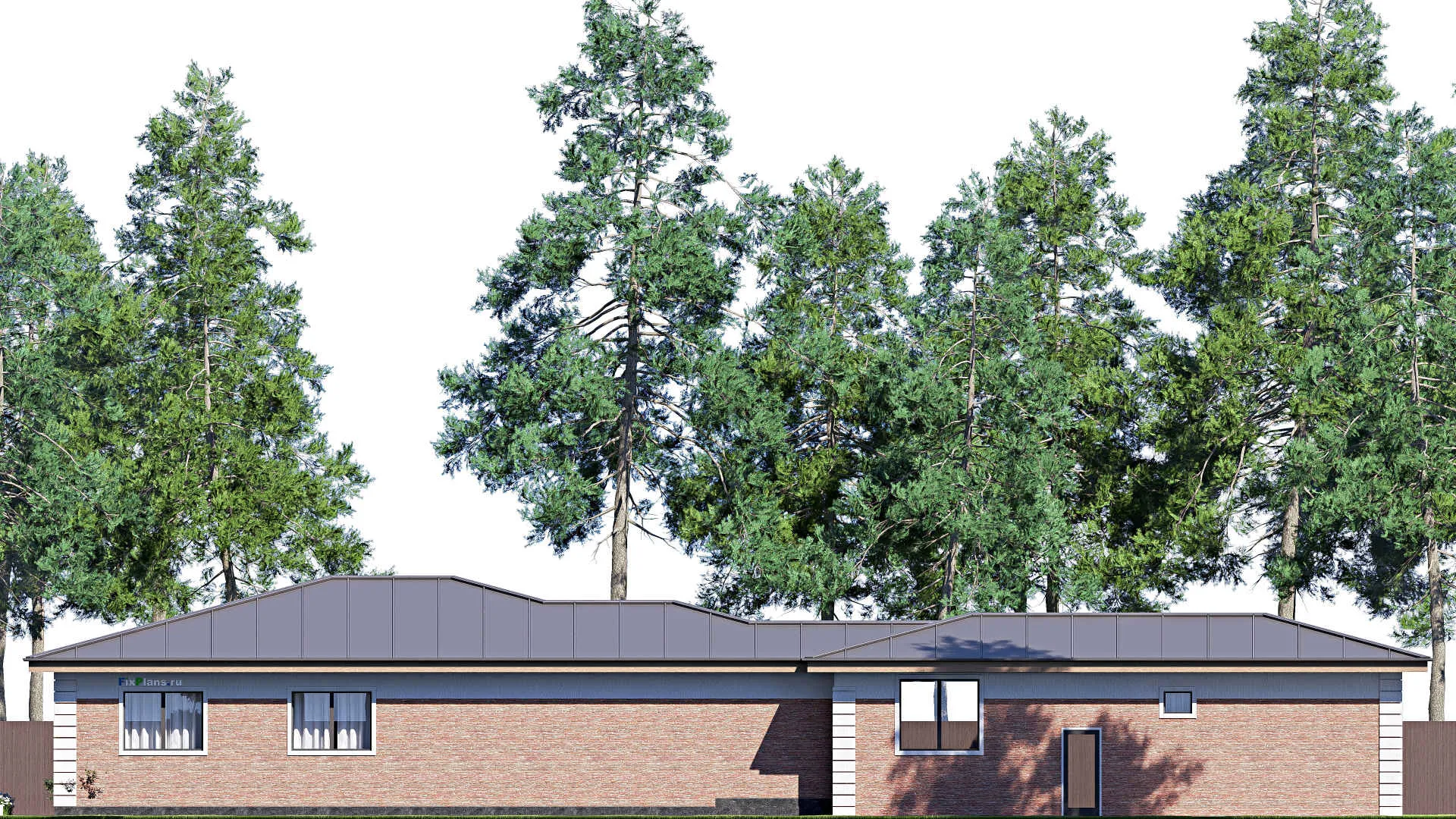 F-18746 - План одноэтажного дома 15 на 33, площадью 280 м² с террасой и 4 спальнями