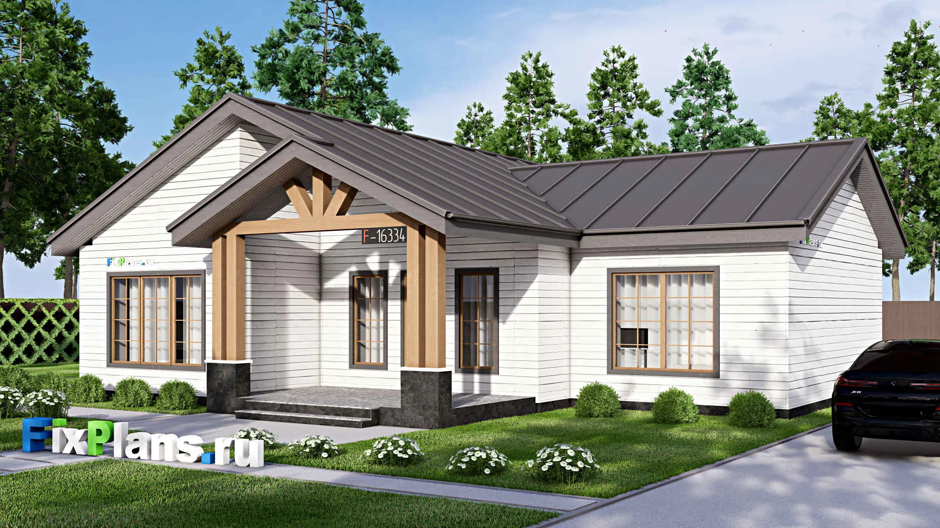 F-16334 - Проект одноэтажного дома 15 на 16, площадью 140 м² с 2 спальнями