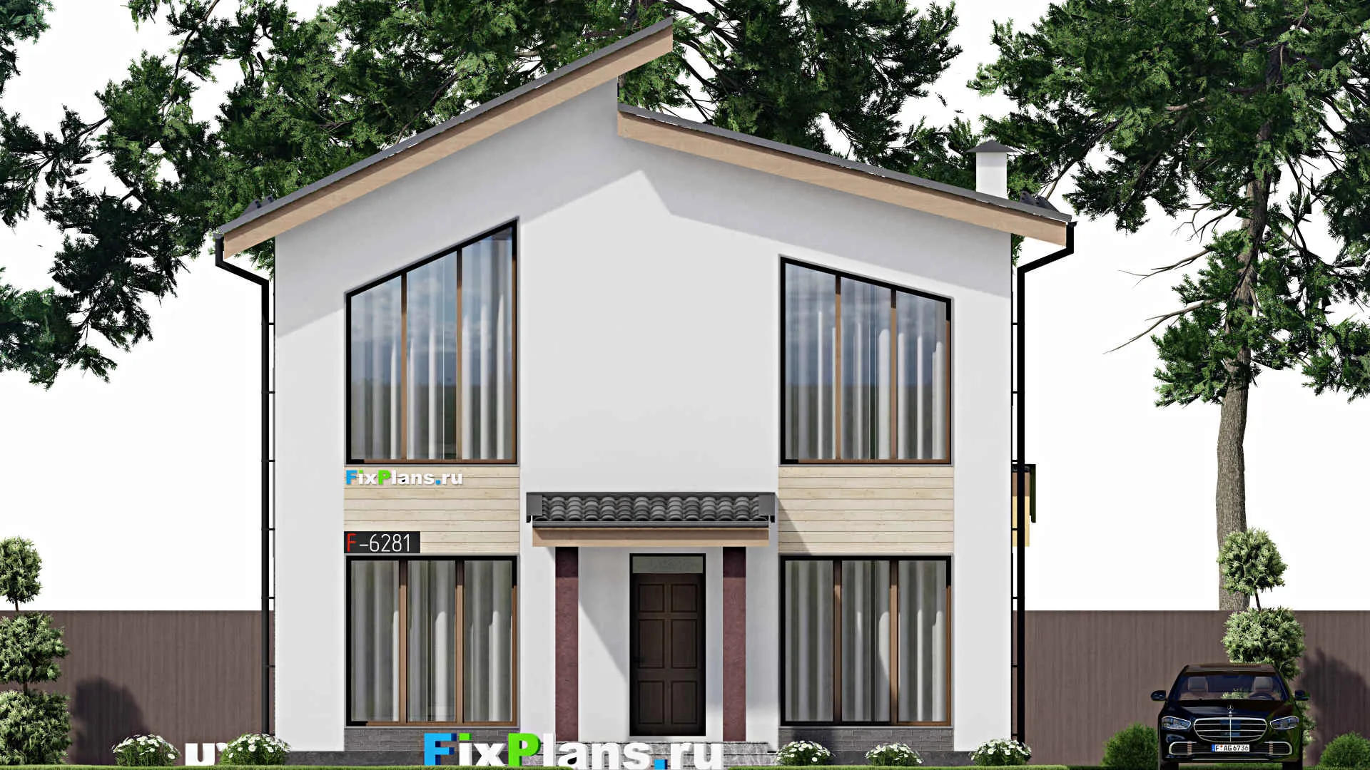 F-6281 - Проект дома с мансардой 10 на 15, площадью 170 м² с террасой и 4 спальнями