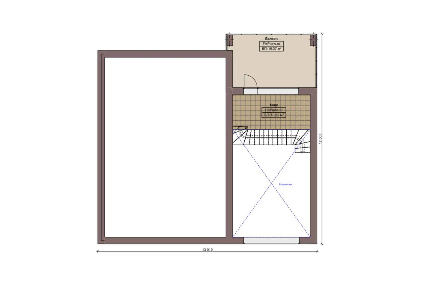 F-9656 - Планы дома с мансардой 14 на 14, площадью 160 м² с террасой, балконом и 3 спальнями