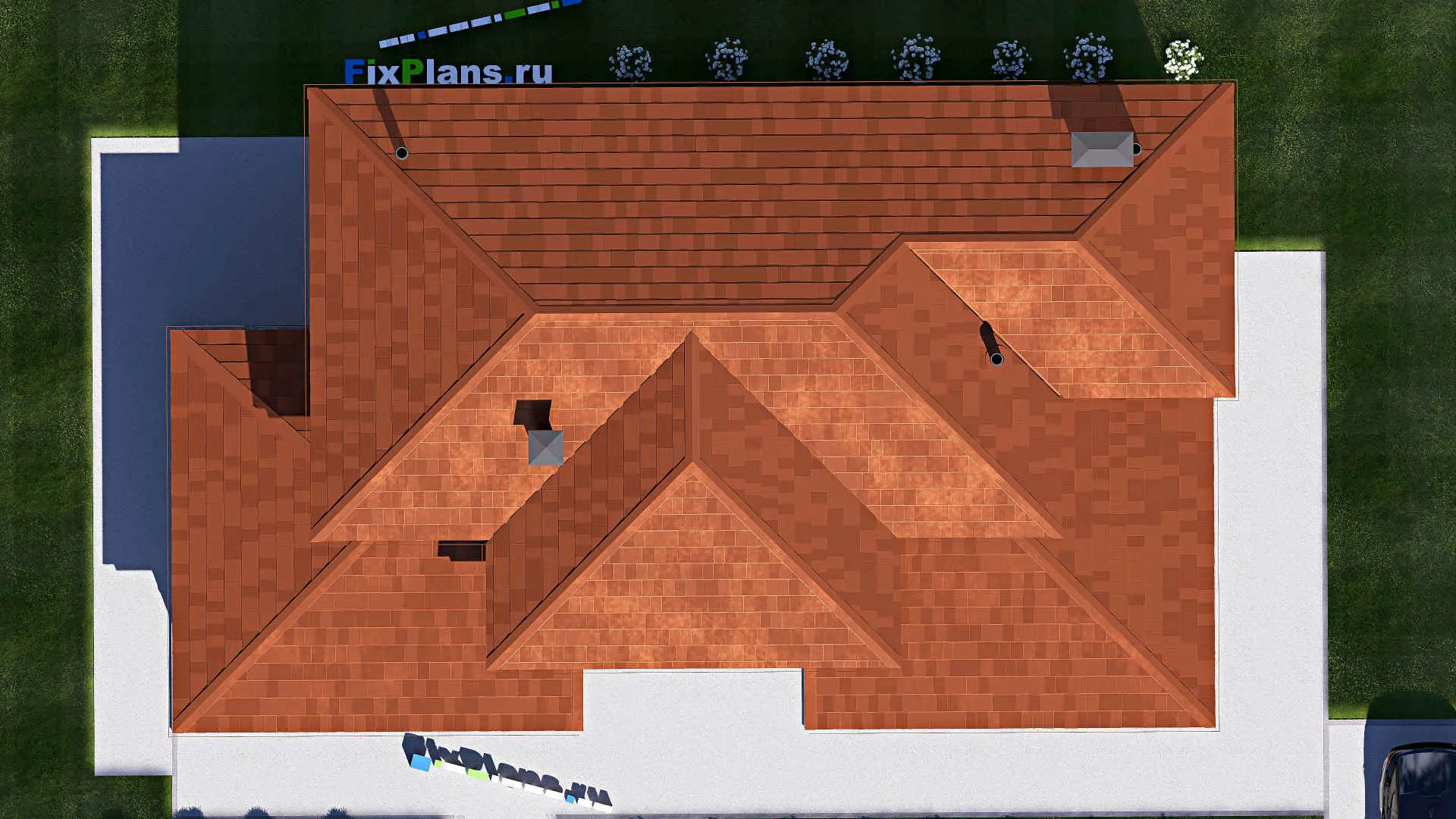 F-18809 - Проект двухэтажного дома 12 на 20, площадью 250 м² с террасой и 2 спальнями