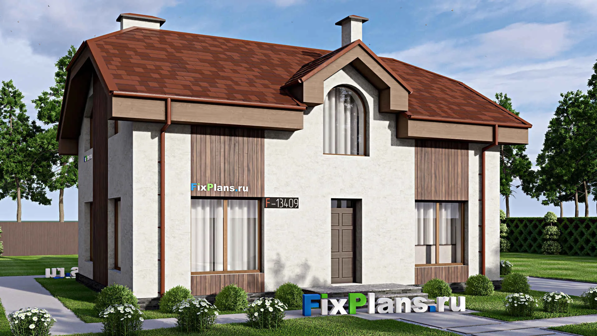 F-13409 - Проект дома с мансардой 11 на 14, площадью 150 м² с 5 спальнями