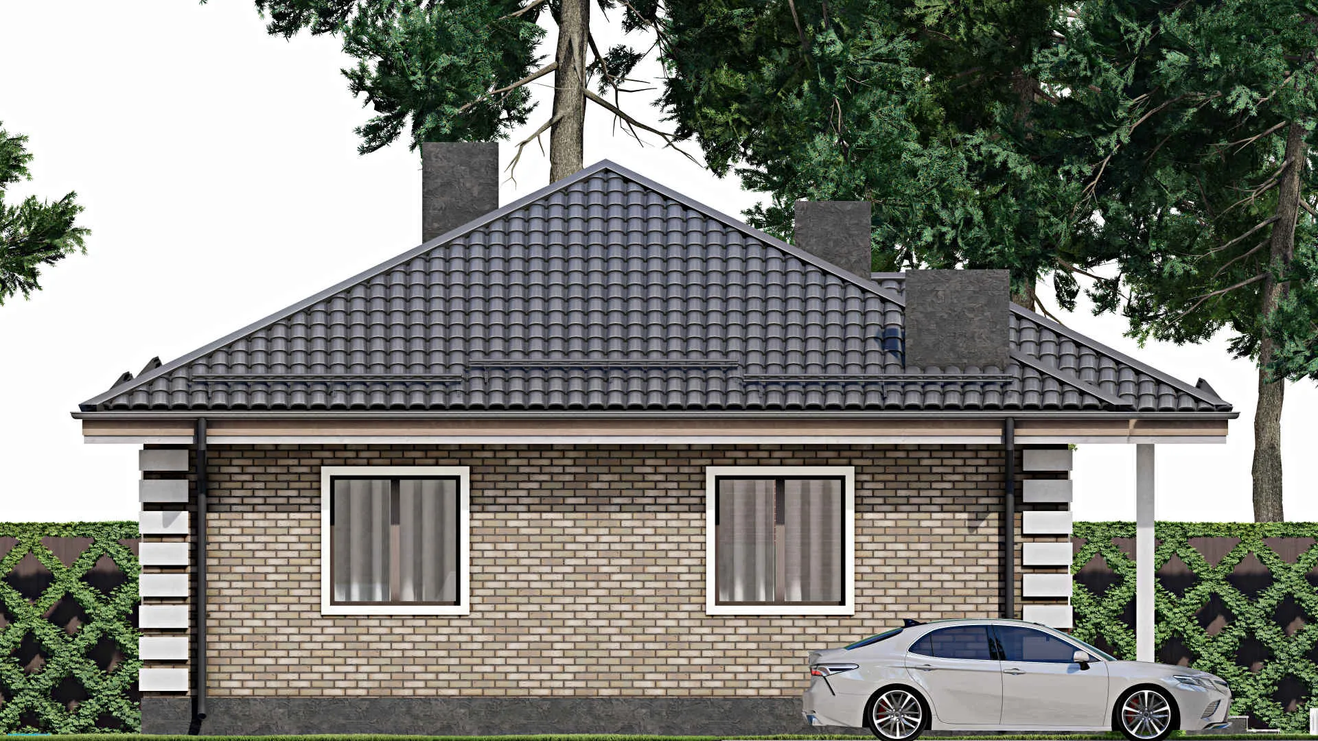 F-3869 - Проект одноэтажного дома 11 на 13, площадью 100 м² с 3 спальнями