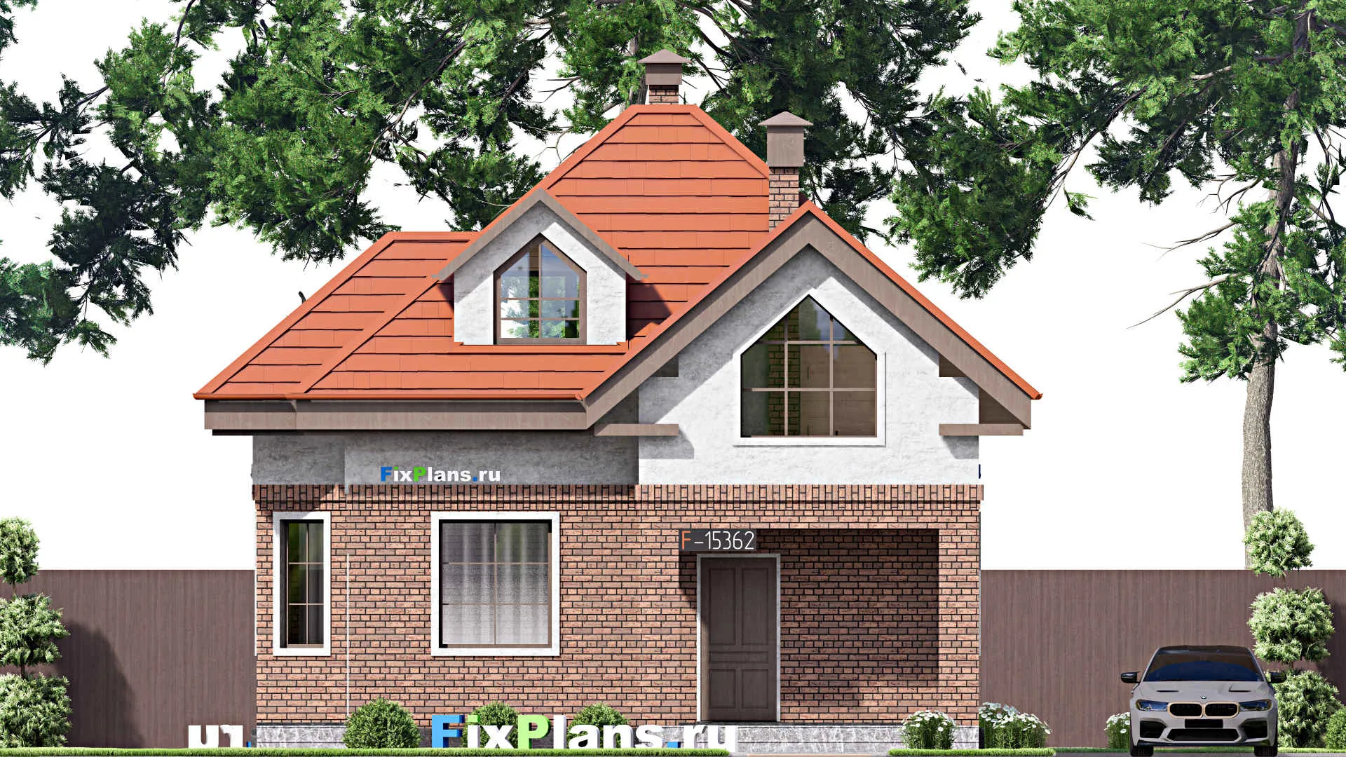 F-15362 - Проект дома с мансардой 9 на 10, площадью 90 м² с 1 спальнями