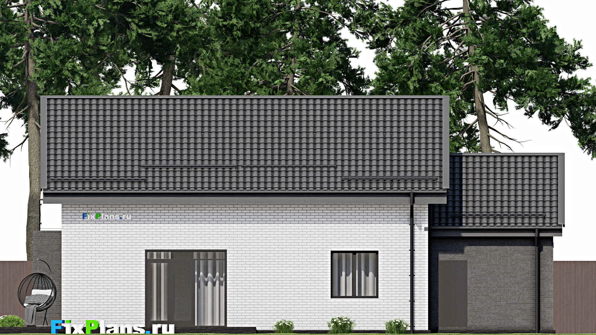 F-2906 - Планы дома с мансардой 9 на 17, площадью 210 м² с террасой, балконом, гаражом на 1 машину и 4 спальнями