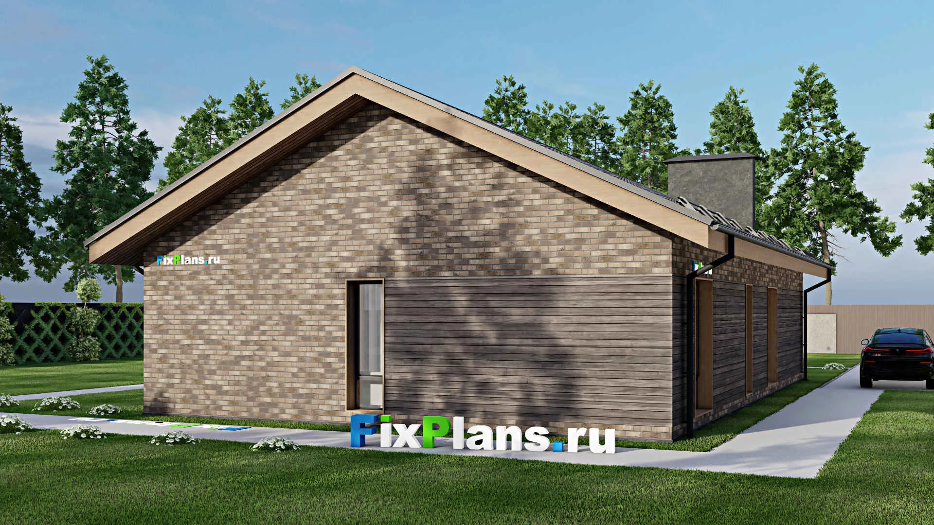 F-5102 - Проект одноэтажного дома 11 на 17, площадью 180 м² с террасой и 3 спальнями