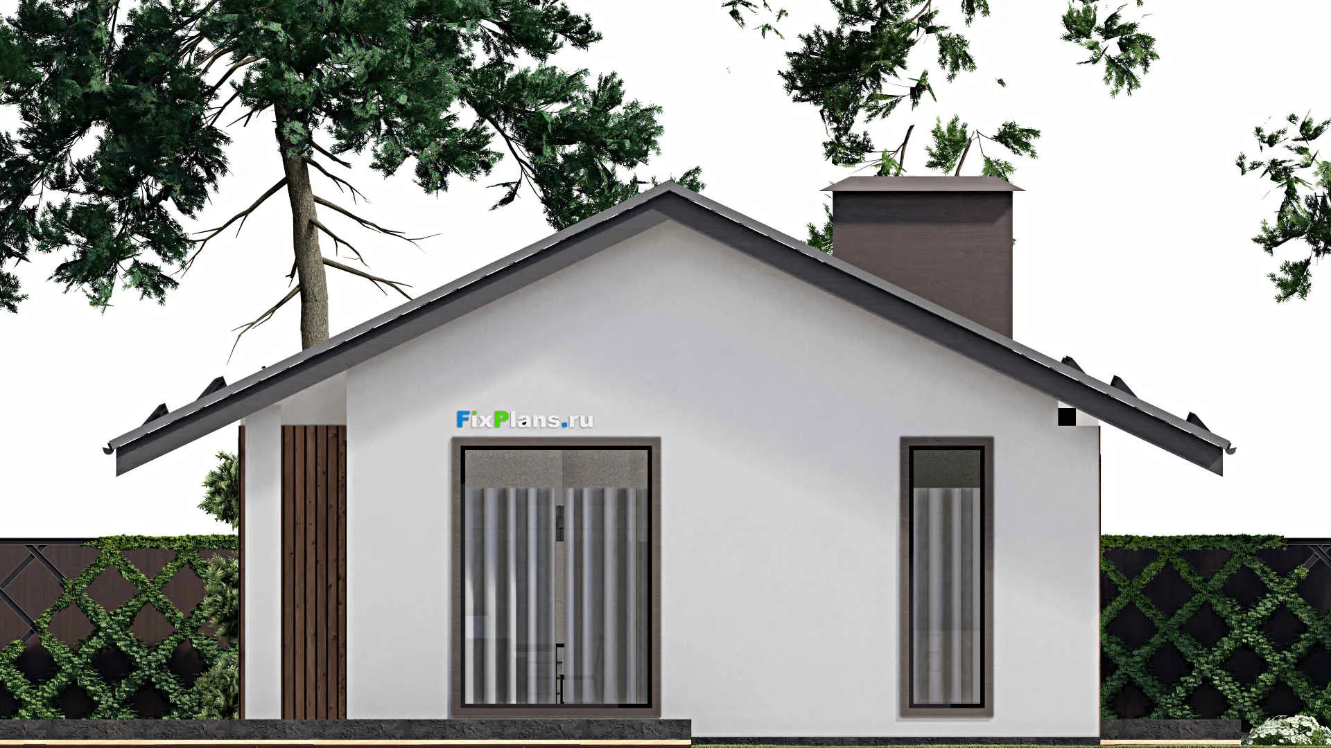 F-3653 - Проект одноэтажного дома 13 на 20, площадью 200 м² с террасой и 4 спальнями