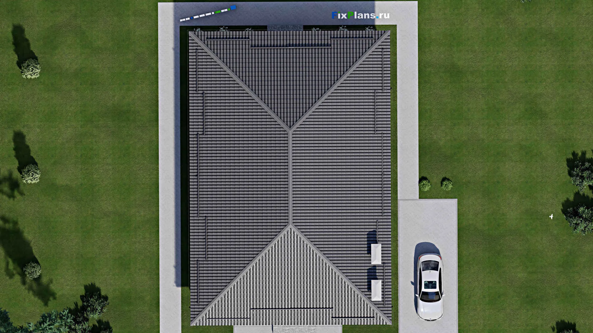 F-3788 - Проект одноэтажного дома 13 на 17, площадью 200 м² с террасой и 4 спальнями