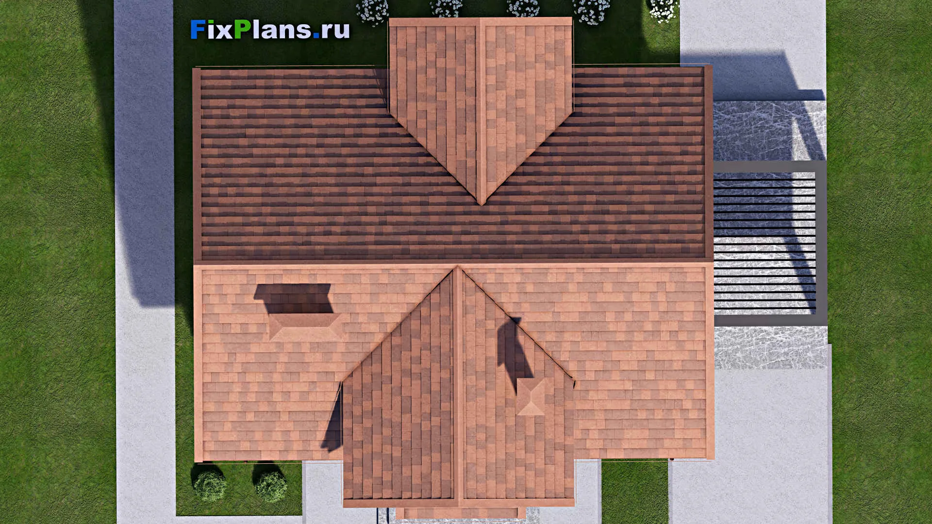 F-12680 - Проект дома с мансардой 12 на 16, площадью 160 м² с террасой и 3 спальнями