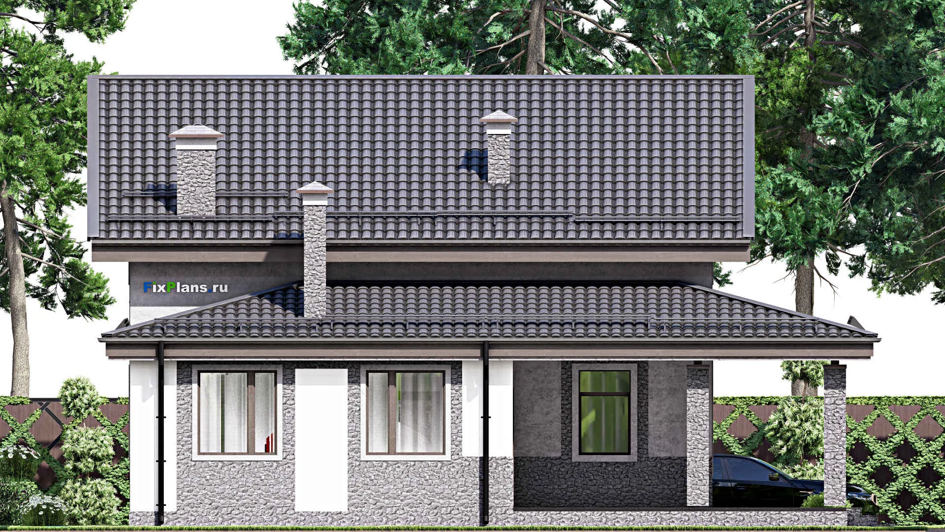 F-12419 - Проект дома с мансардой 14 на 15, площадью 220 м² с 4 спальнями