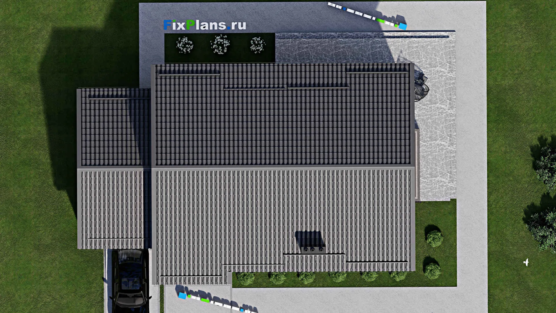 F-2906 - Планы дома с мансардой 9 на 17, площадью 210 м² с террасой, балконом, гаражом на 1 машину и 4 спальнями