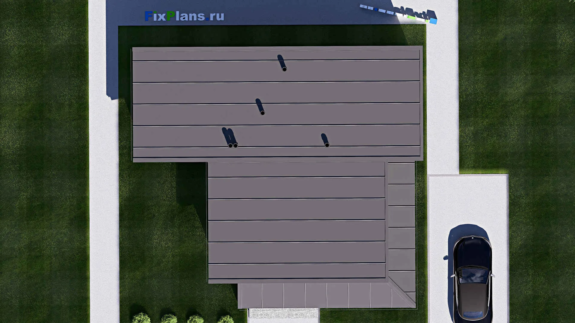 F-20447 - Проект одноэтажного дома 13 на 14, площадью 120 м² с террасой и 2 спальнями