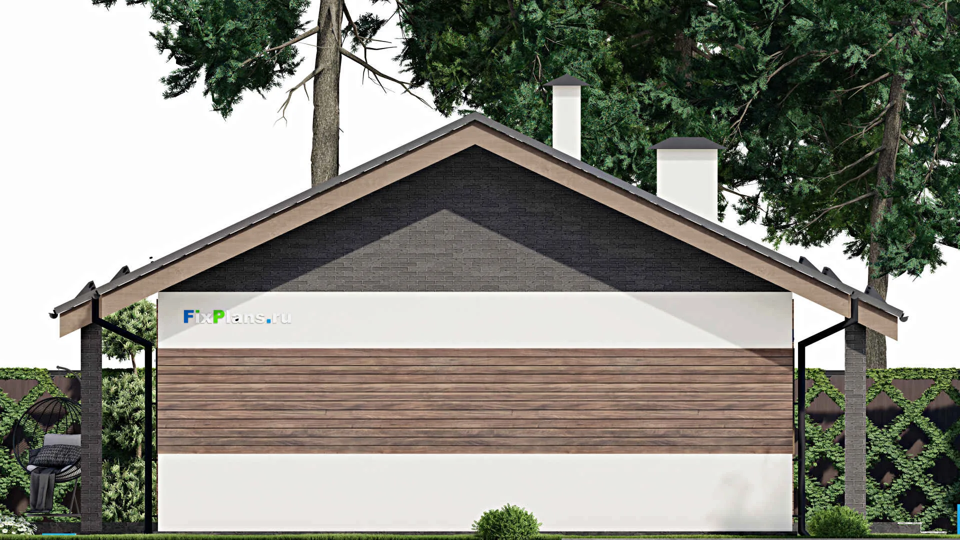 F-6524 - Проект одноэтажного дома 10 на 13, площадью 110 м² с террасой и 3 спальнями