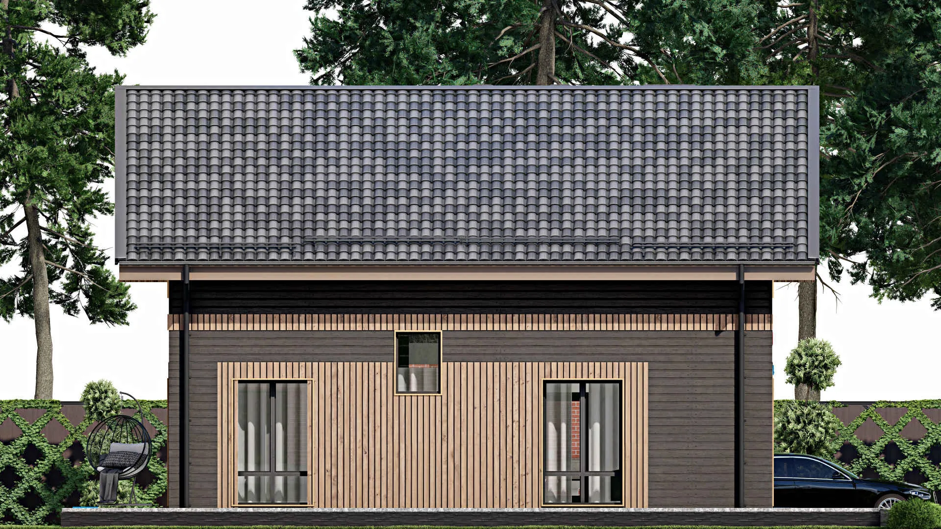 F-9476 - Проект дома с мансардой 16 на 17, площадью 280 м² с террасой и 4 спальнями