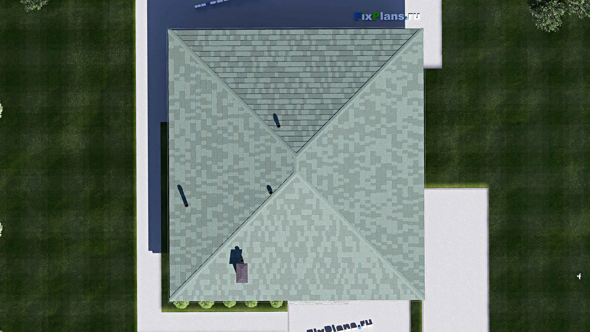 F-19016 - Проект одноэтажного дома 15 на 16, площадью 190 м² с террасой и 3 спальнями