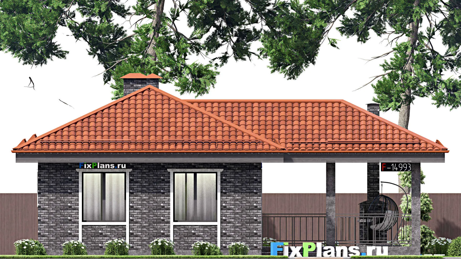 F-14993 - Проект бани 11 на 13, площадью 90 м² с комнатой отдыха, терассой и санузлом