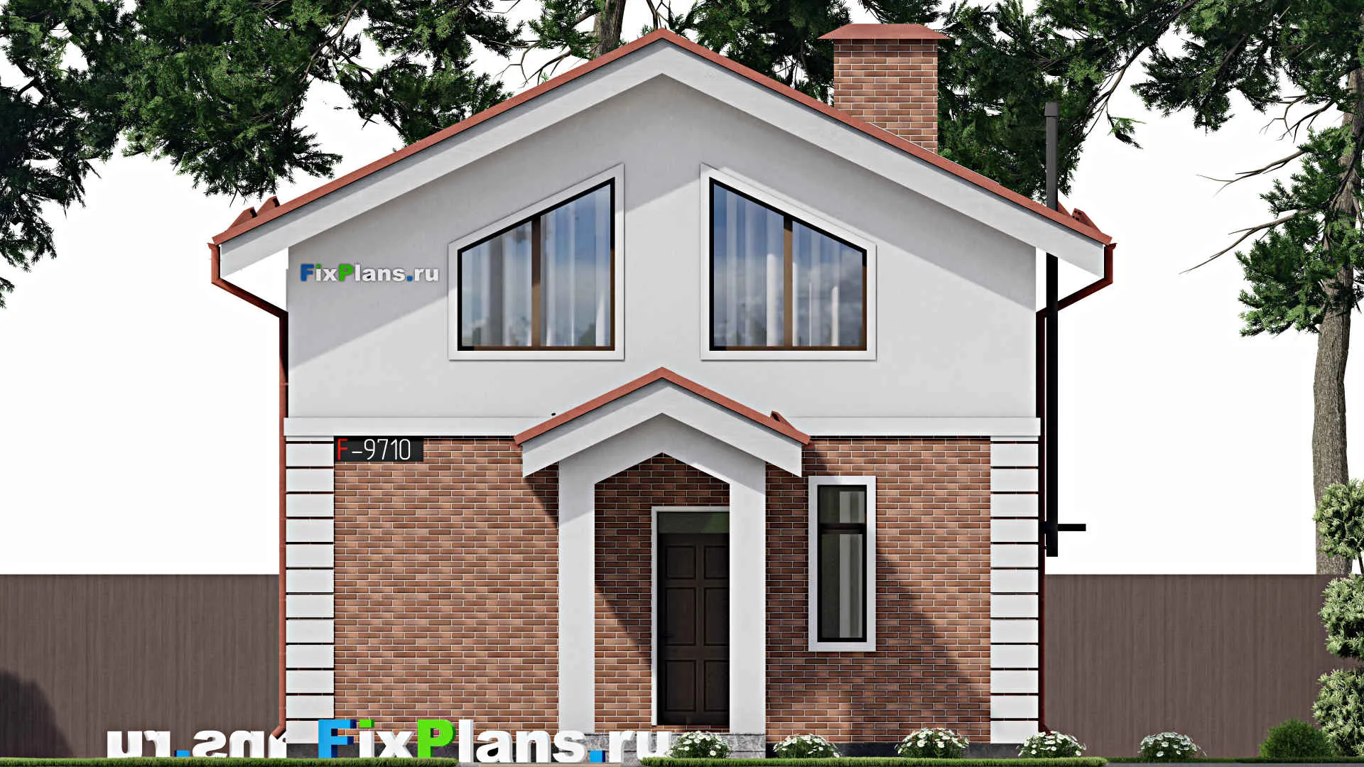 F-9710 - Проект дома с мансардой 9 на 15, площадью 160 м² с 3 спальнями