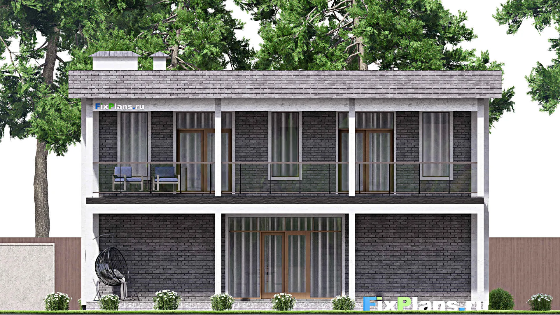 F-12707 - Планы двухэтажного дома 13 на 17, площадью 310 м² с террасой, балконом и 3 спальнями