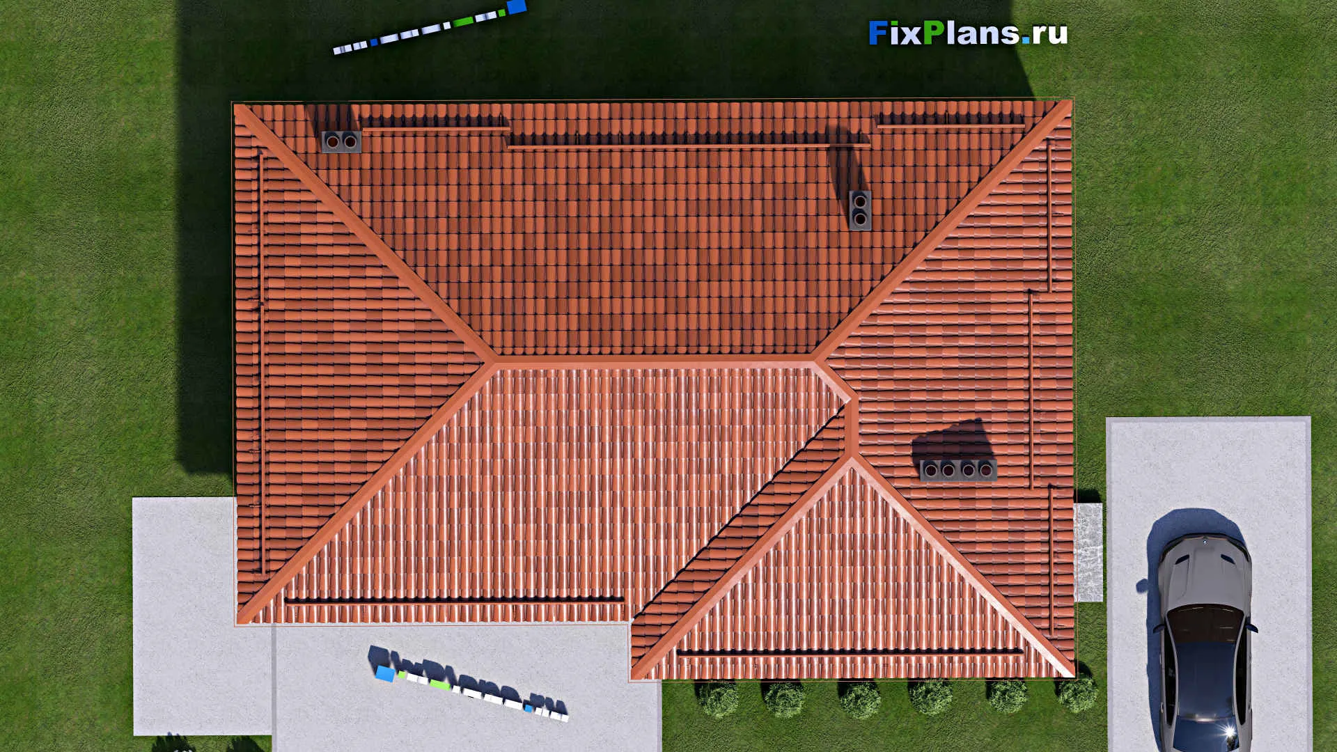 F-15461 - Проект бани 11 на 16, площадью 130 м² с комнатой отдыха, терассой и санузлом