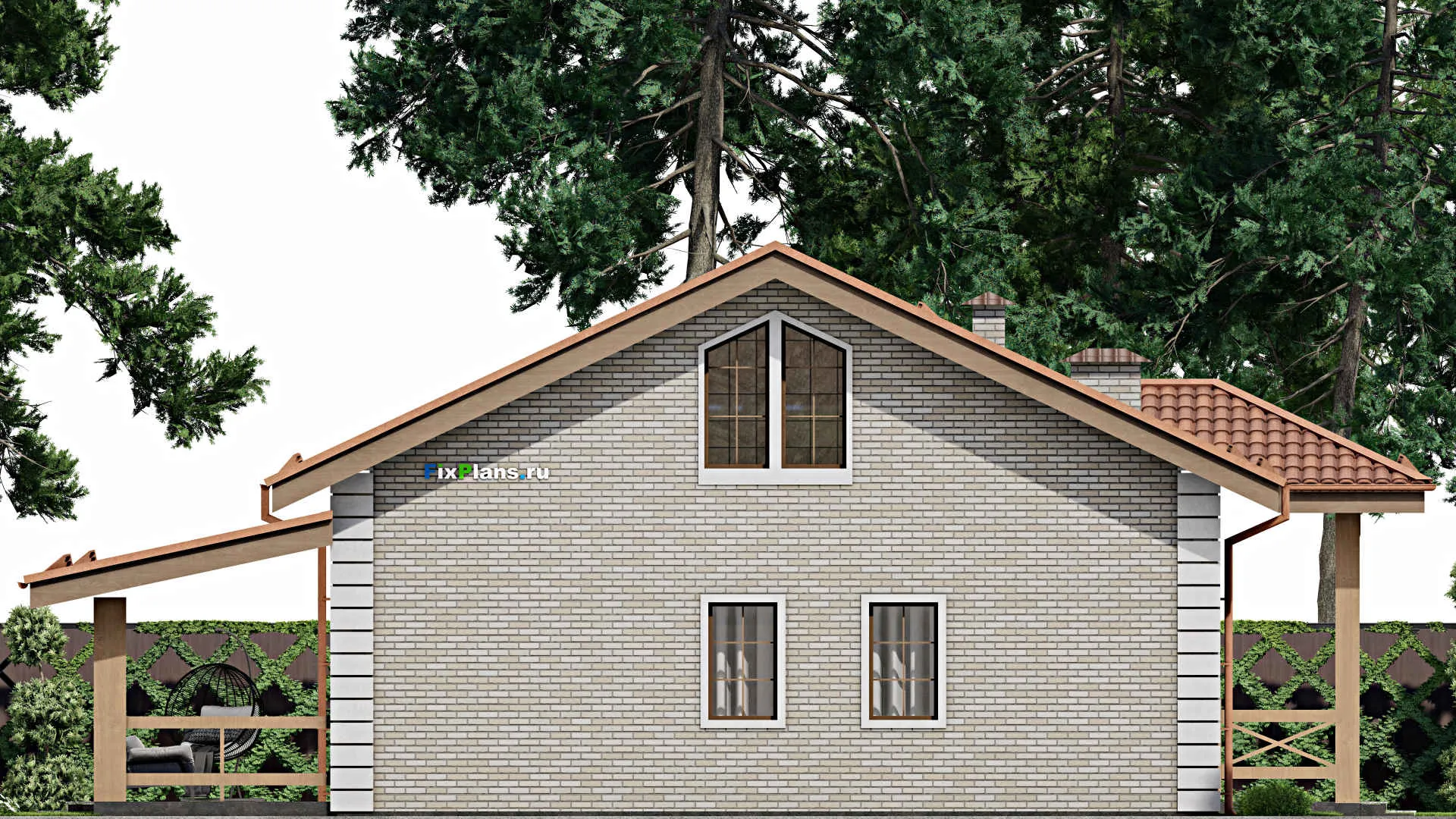 F-9557 - Проект дома с мансардой 16 на 19, площадью 260 м² с террасой и 5 спальнями