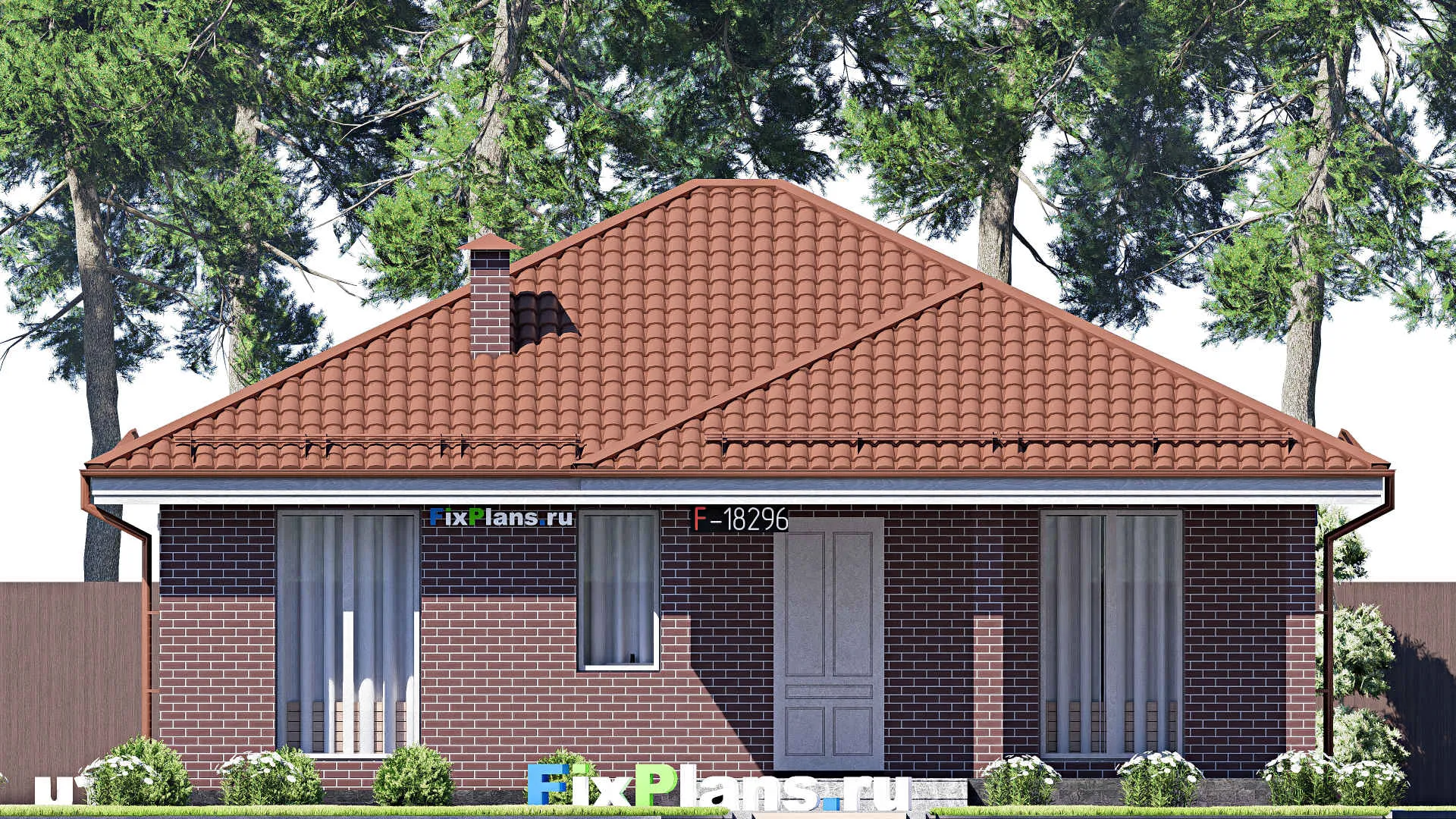 F-18296 - Проект одноэтажного дома 12 на 13, площадью 120 м² с 2 спальнями