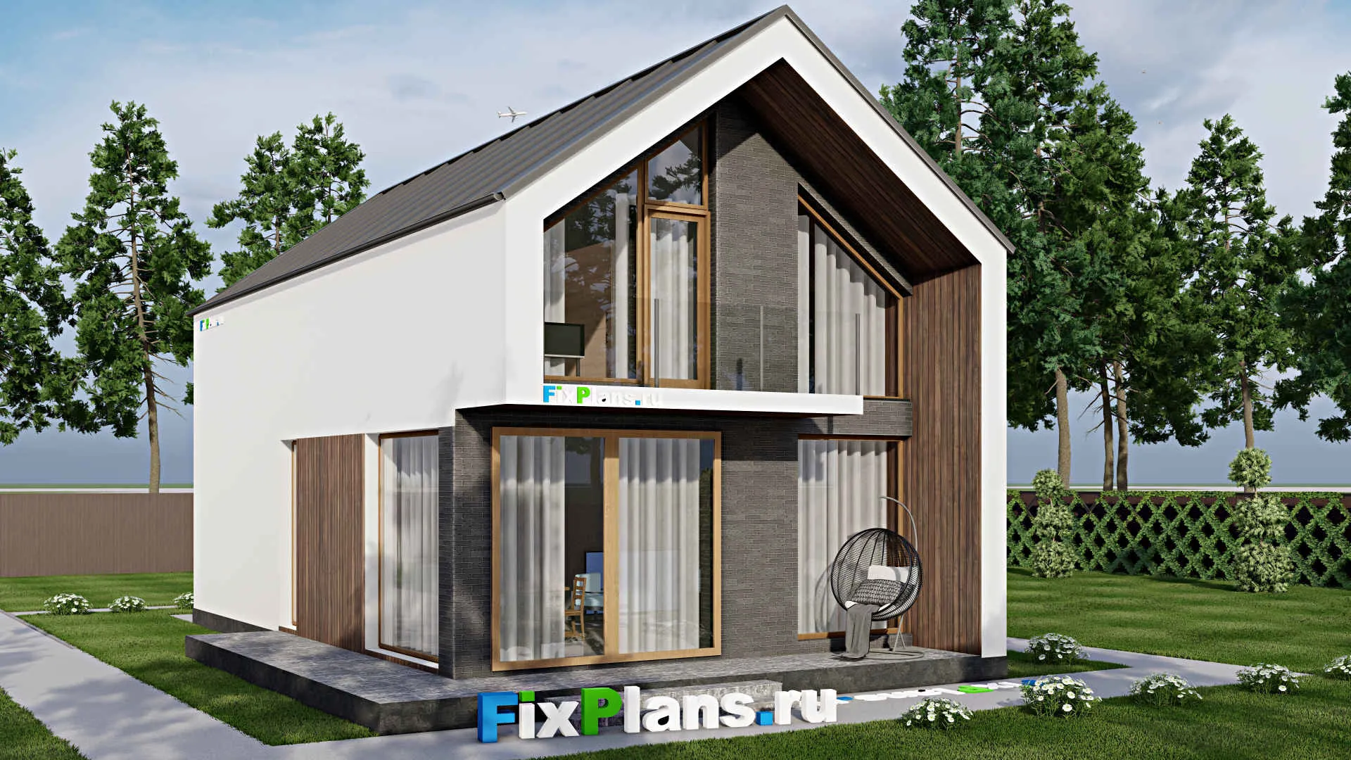 F-8873 - Проект дома с мансардой 10 на 14, площадью 180 м² с террасой, балконом и 3 спальнями