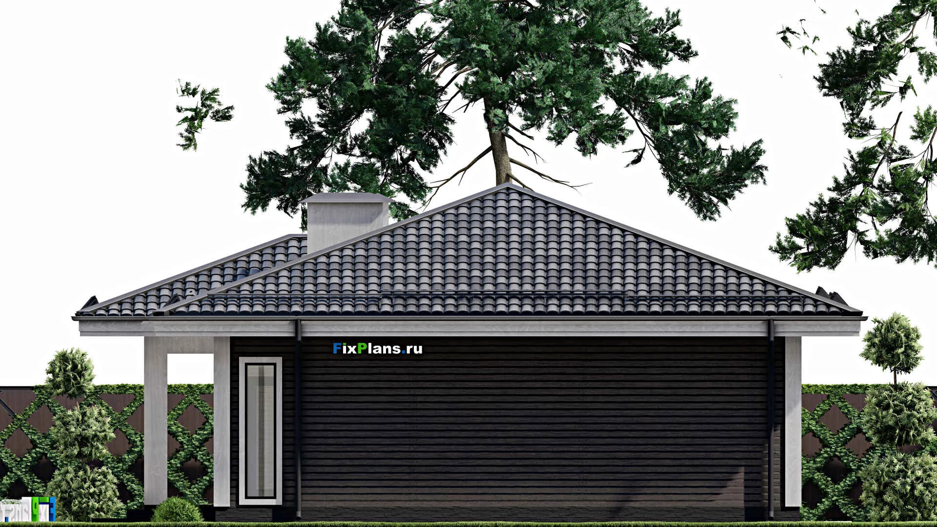 F-7748 - Проект одноэтажного дома 12 на 19, площадью 160 м² с террасой и 3 спальнями