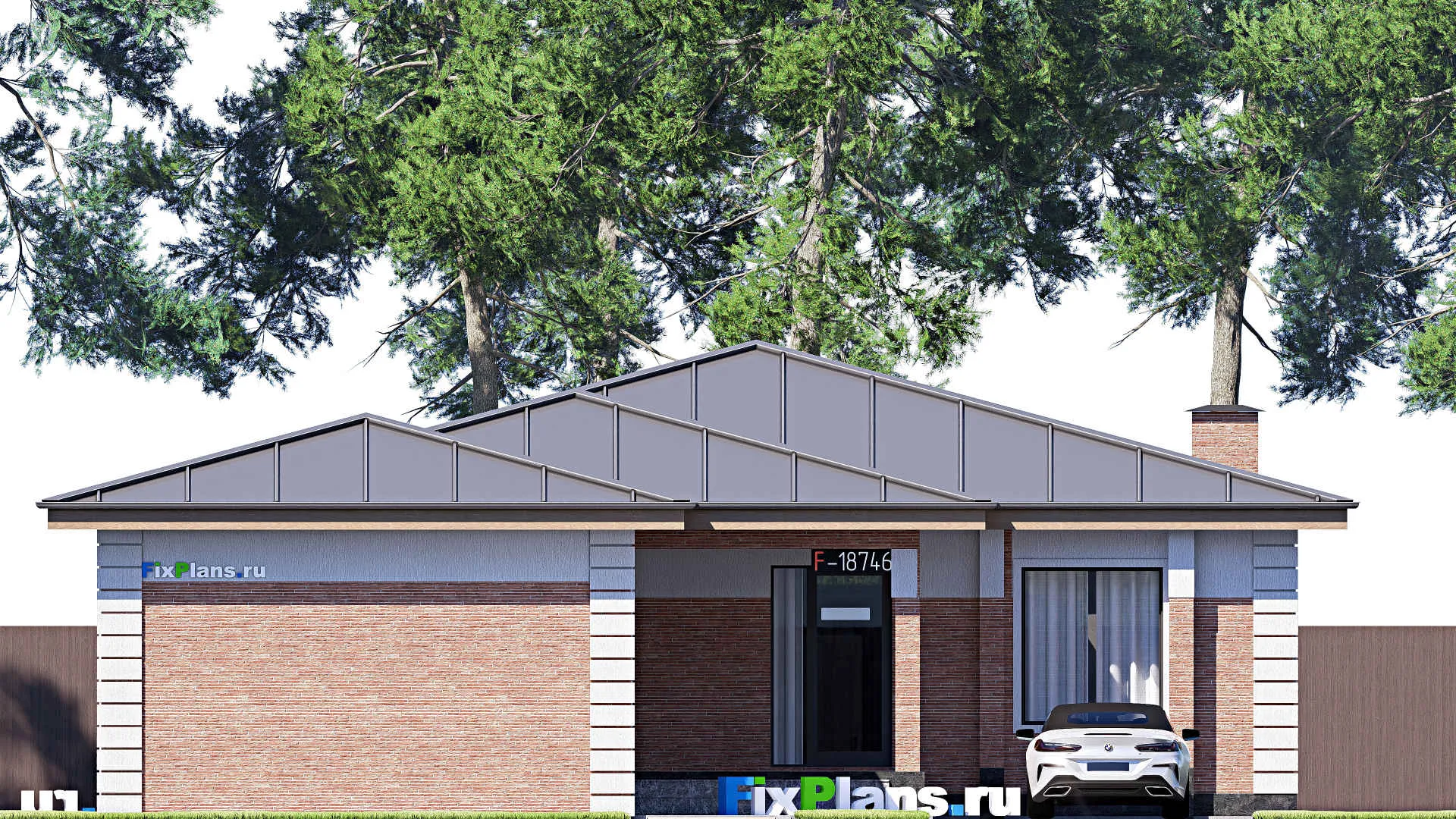 F-18746 - План одноэтажного дома 15 на 33, площадью 280 м² с террасой и 4 спальнями