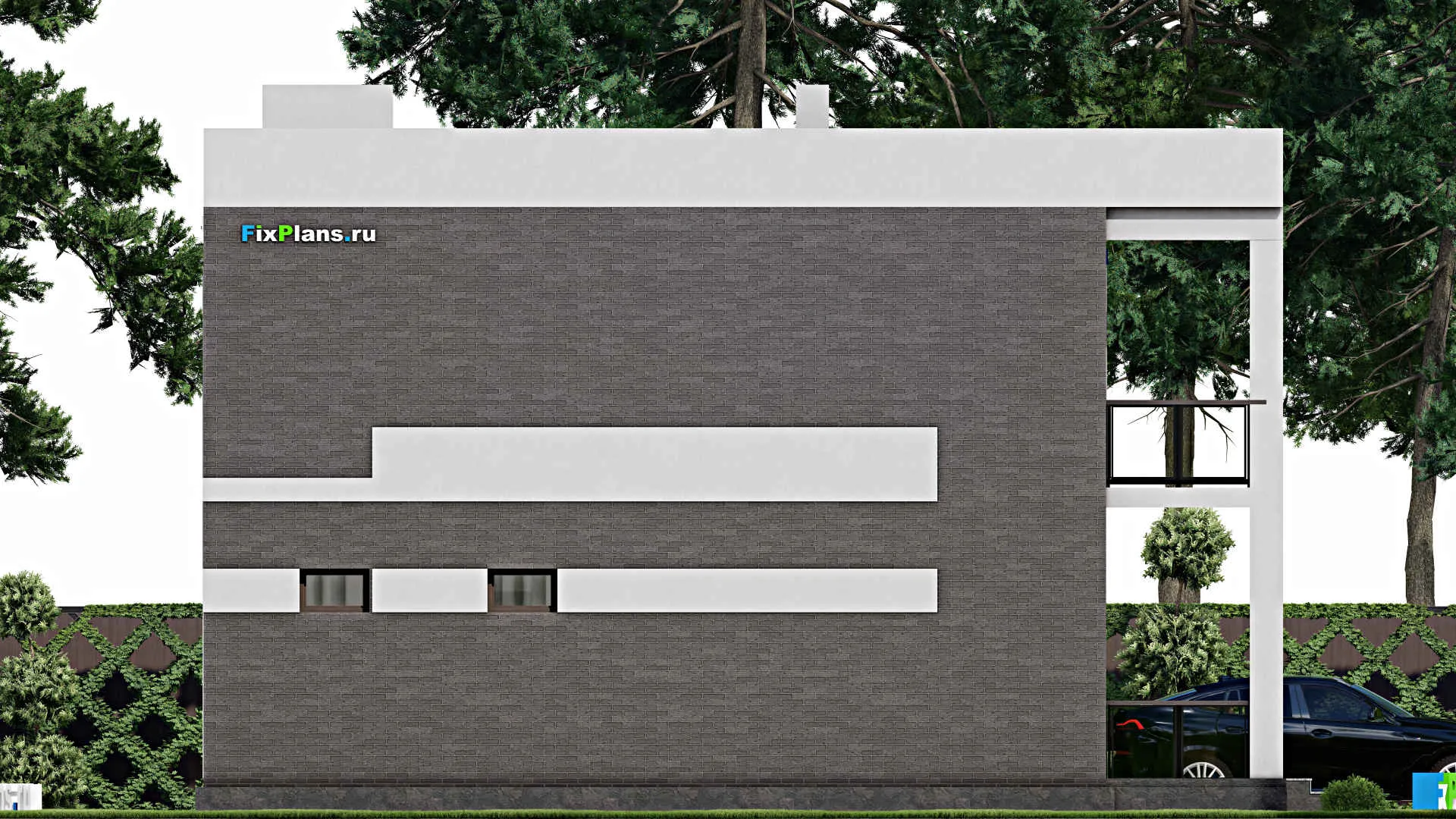 F-6083 - Планы двухэтажного дома 11 на 11, площадью 210 м² с террасой, балконом и 3 спальнями