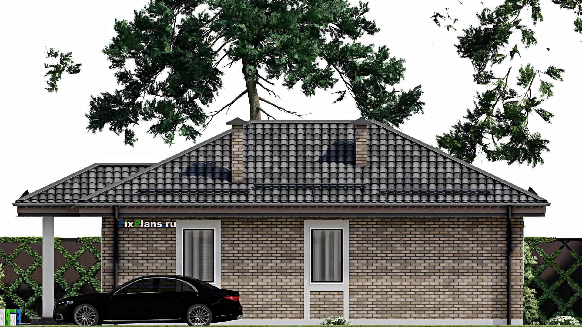 F-5948 - Проект одноэтажного дома 8 на 12, площадью 80 м² с 2 спальнями