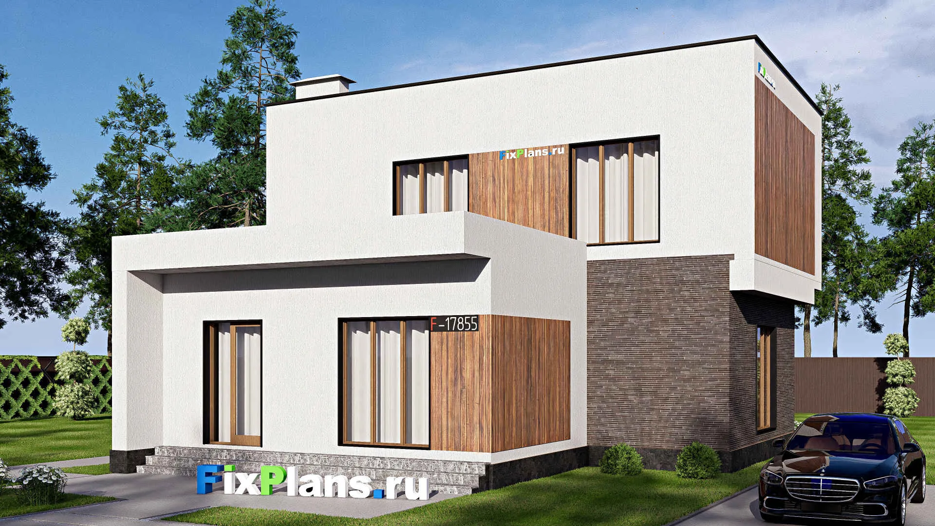 F-17855 - Проект двухэтажного дома 12 на 13, площадью 160 м² с балконом и 4 спальнями
