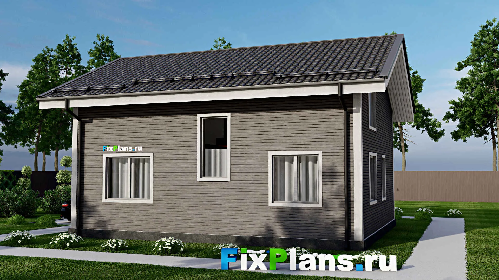 F-4904 - Проект дома с мансардой 8 на 10, площадью 130 м² с террасой и 4 спальнями