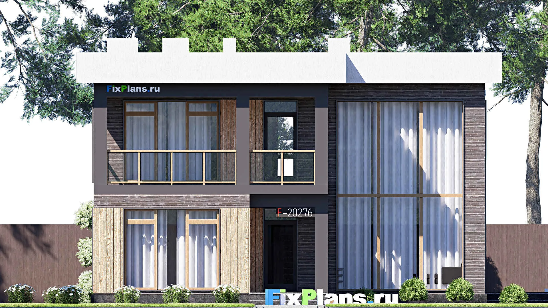 F-20276 - Проект двухэтажного дома 14 на 15, площадью 230 м² с террасой, балконом и 4 спальнями