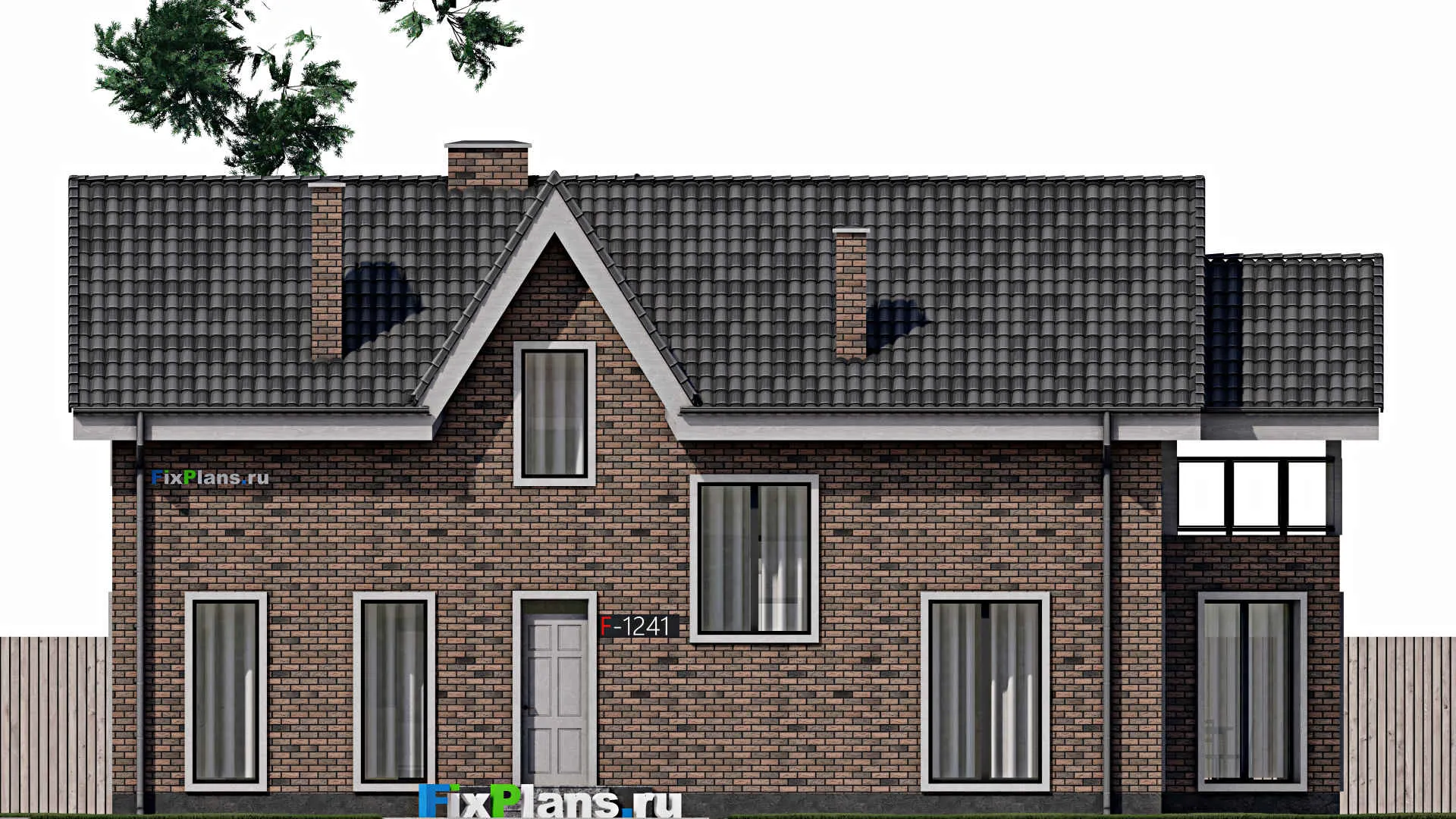 F-1241 - Проект дома с мансардой 9 на 16, площадью 220 м² с террасой, балконом и 4 спальнями