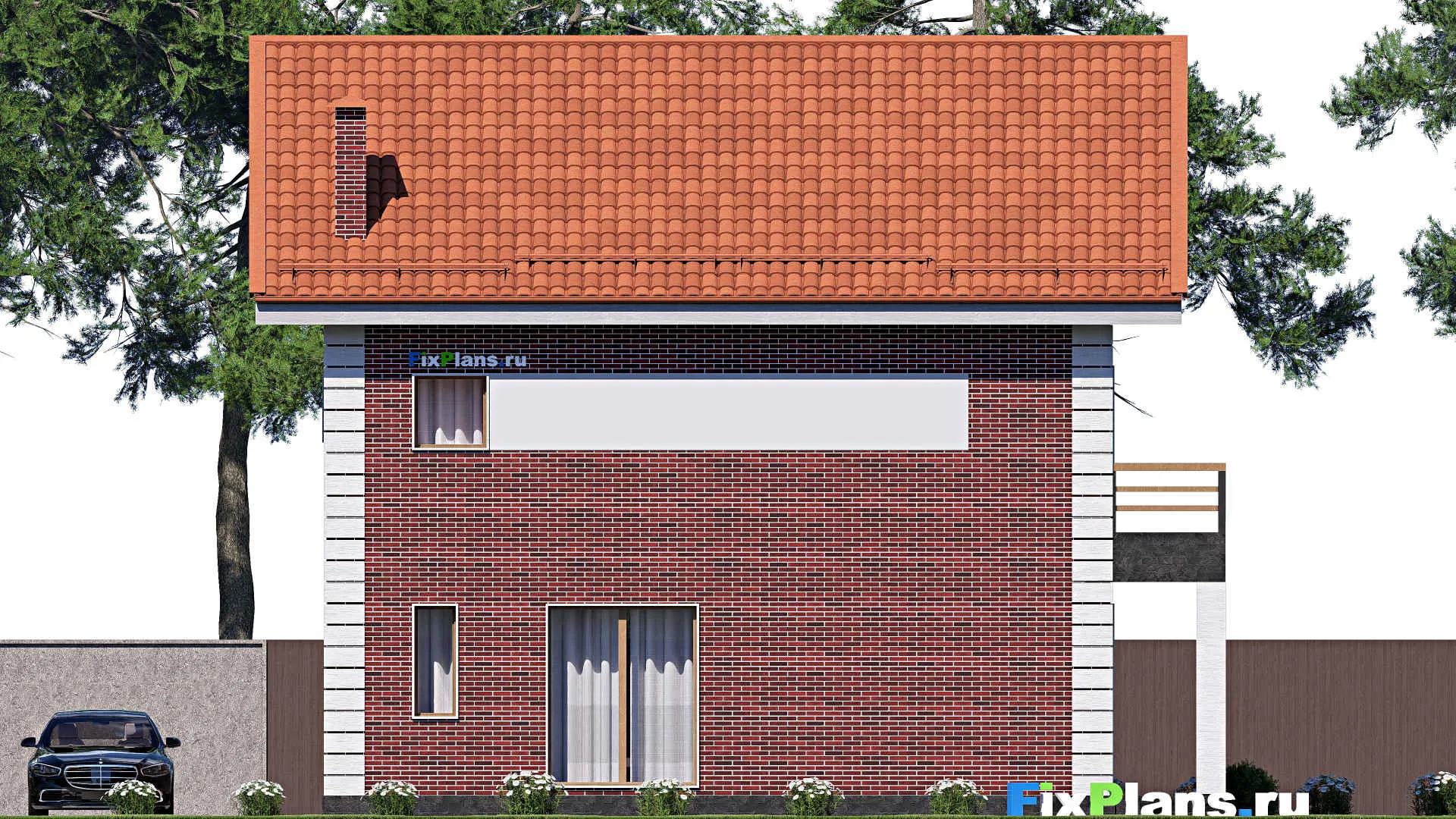 F-17387 - Проект дома с мансардой 11 на 12, площадью 170 м² с террасой, балконом и 3 спальнями