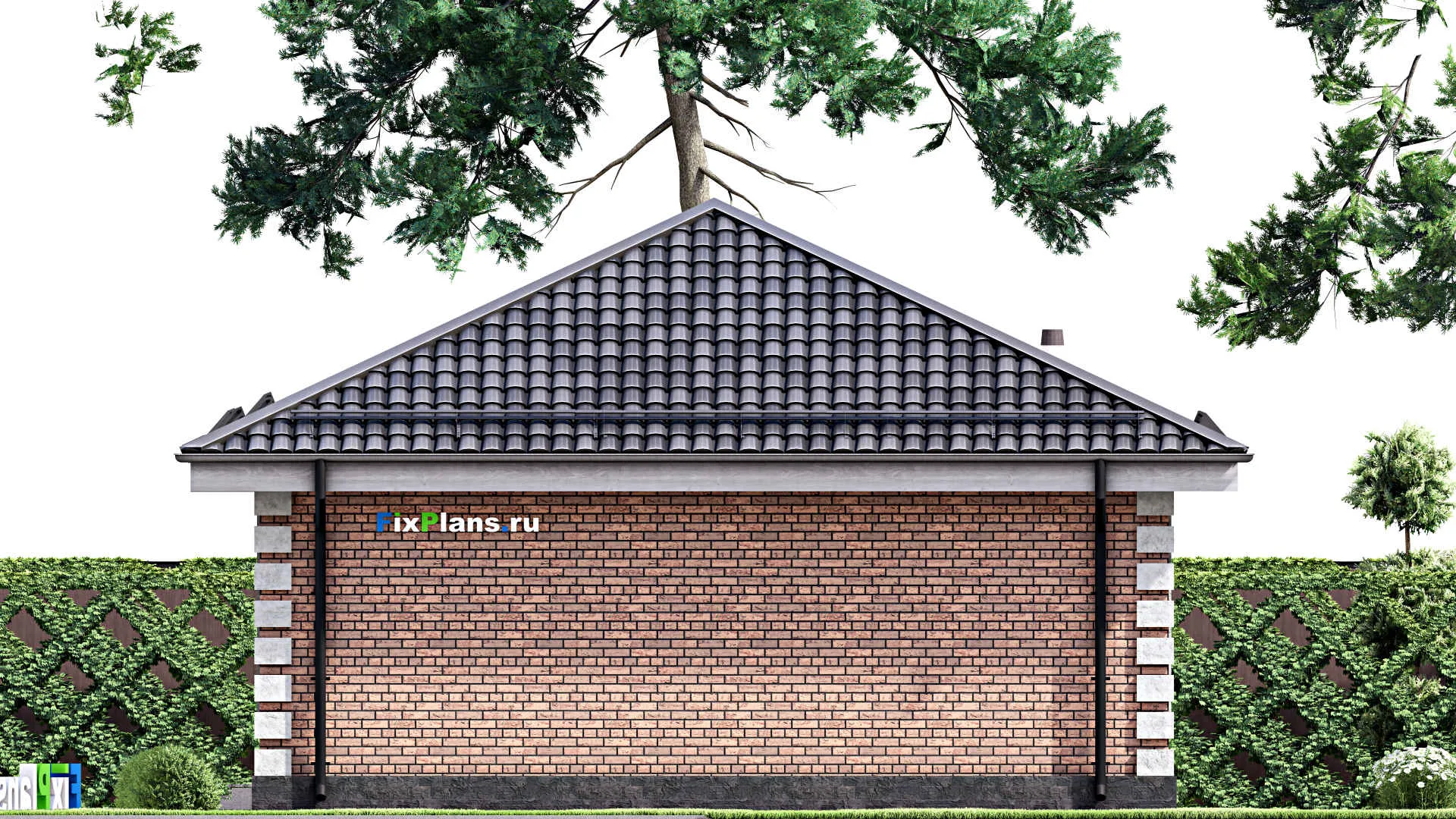 F-12878 - Проект одноэтажного дома 9 на 12, площадью 80 м² с террасой и 2 спальнями